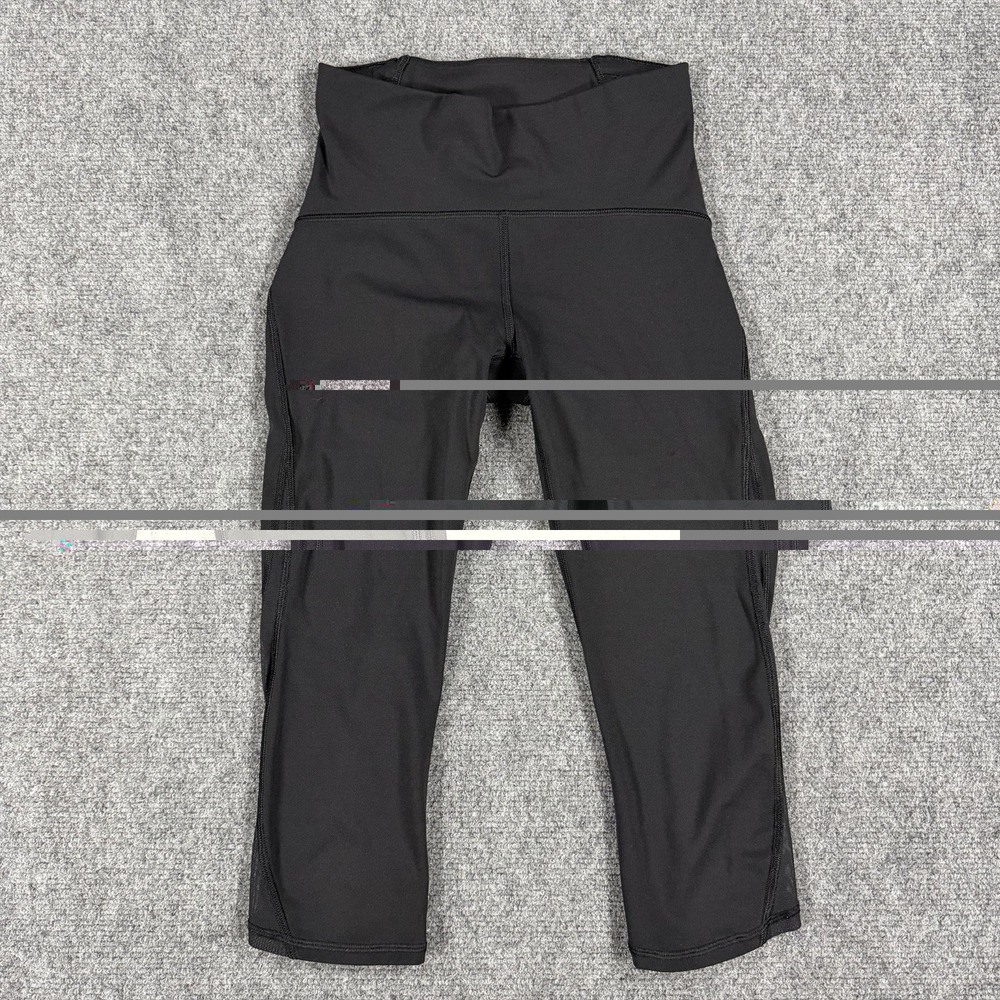 Lululemon Train Times‎ Crop Leggings Womens 4 Black Active Mesh 17" Inseam
